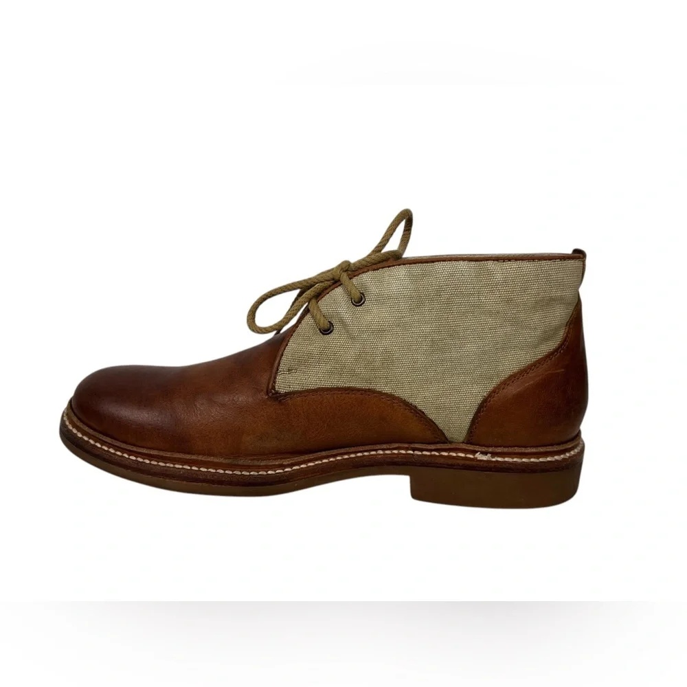 Frye Mens Boots 9.5 Brown Leather Canvas Chukka Desert Distressed Outdoor